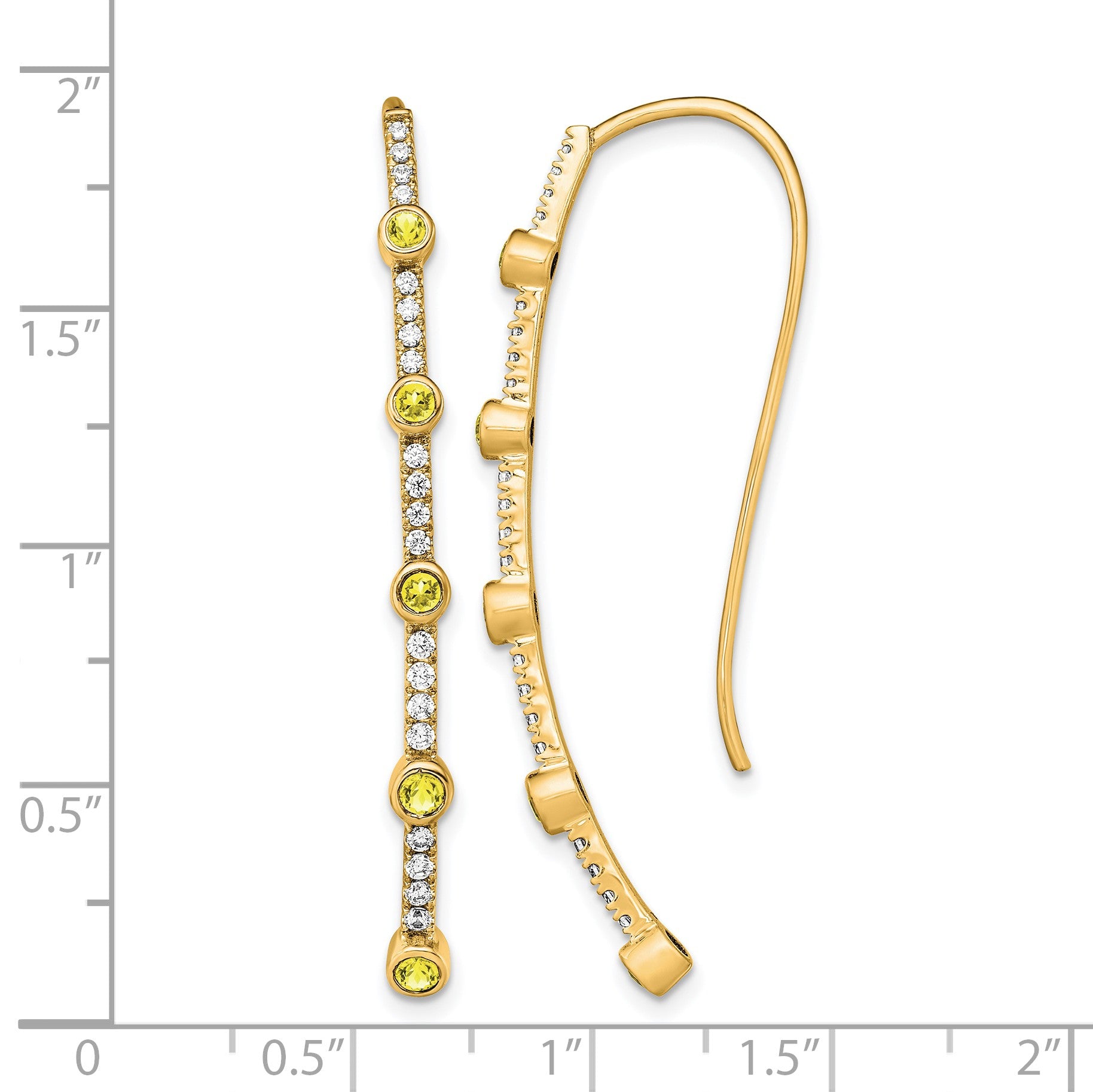 14K Gelbgold Laborgezüchteter Diamant VS/SI+ G+ Synthetischer Gelber Saphir Fadenohrringe
