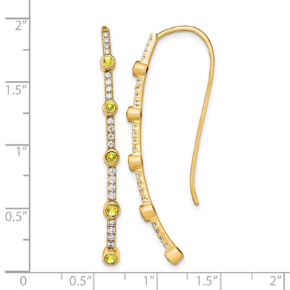 14K Gelbgold Laborgezüchteter Diamant VS/SI+ G+ Synthetischer Gelber Saphir Fadenohrringe