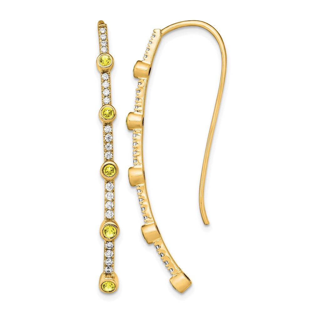 14K Gelbgold Laborgezüchteter Diamant VS/SI+ G+ Synthetischer Gelber Saphir Fadenohrringe