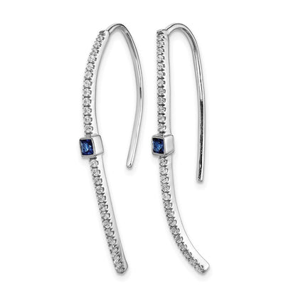 14K Weißgold Ohrringe mit echten Diamanten und Saphiren