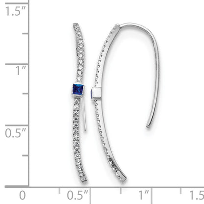 14K Weißgold Ohrringe mit echten Diamanten und Saphiren