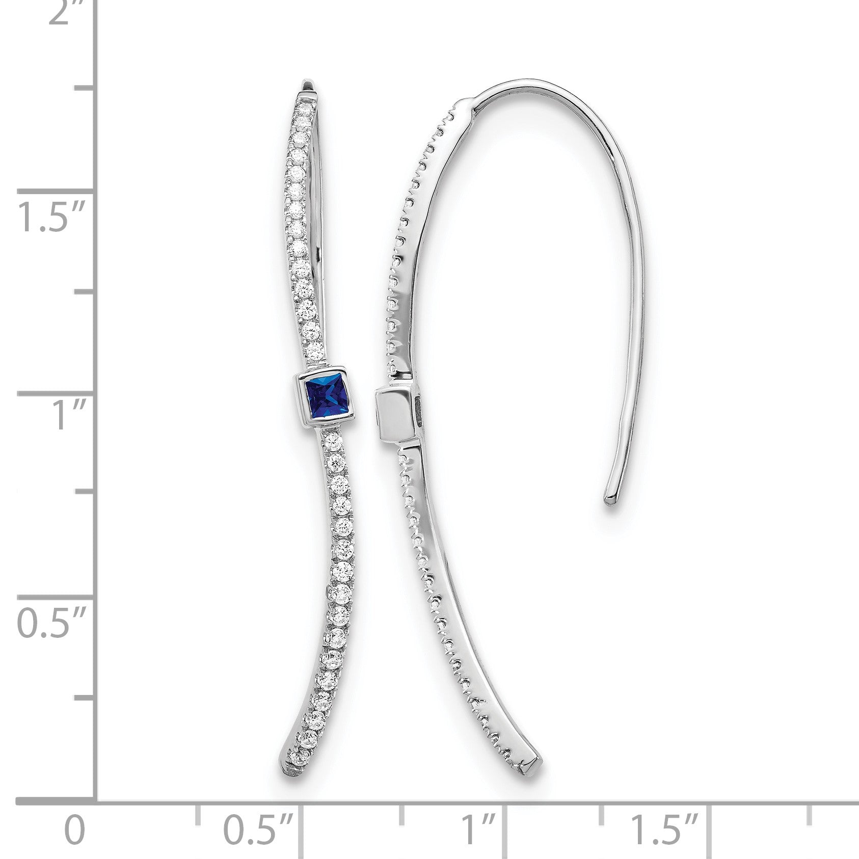 14K Weißgold Ohrringe mit echten Diamanten und Saphiren