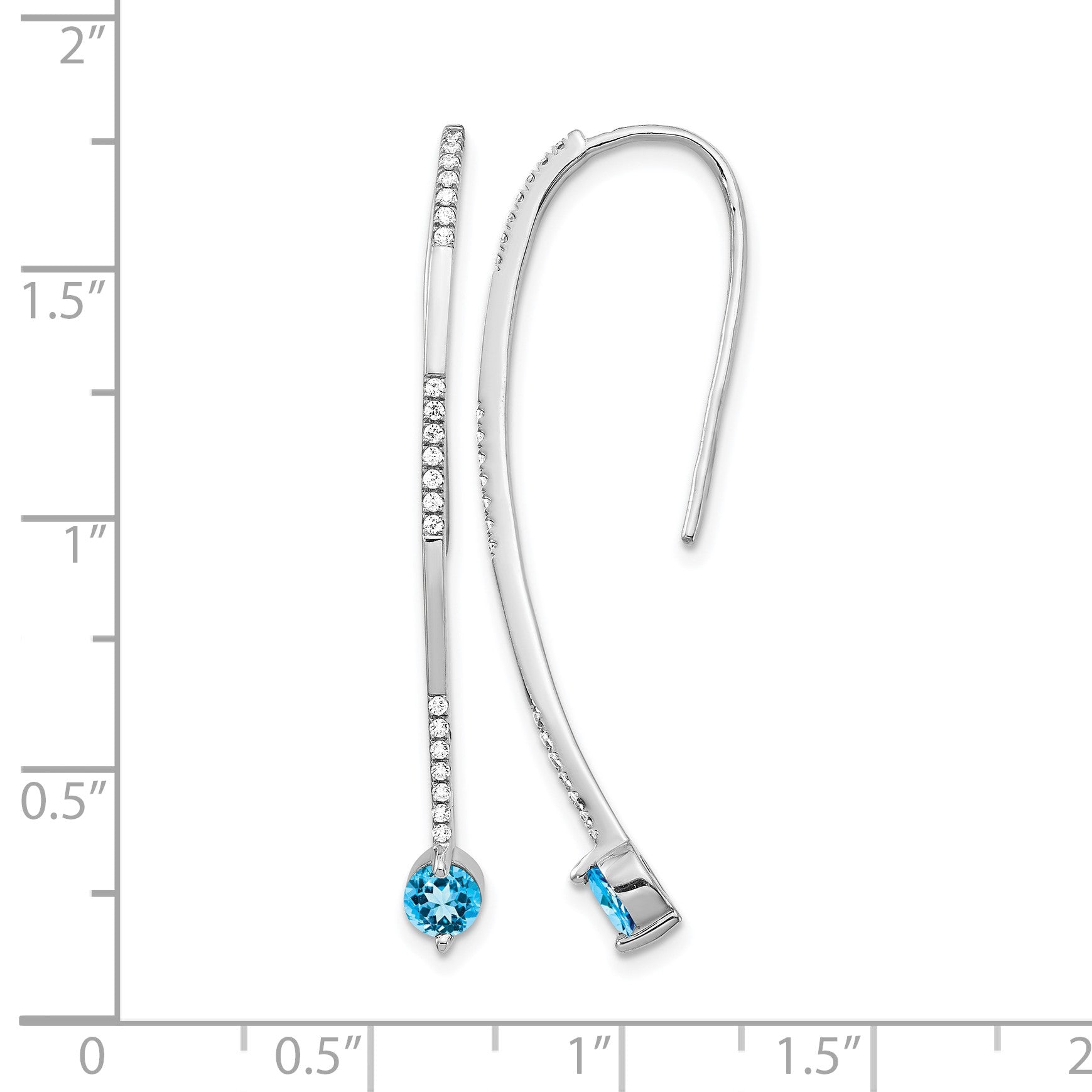 14K Weißgold Ohrringe mit echten Diamanten und blauem Topas