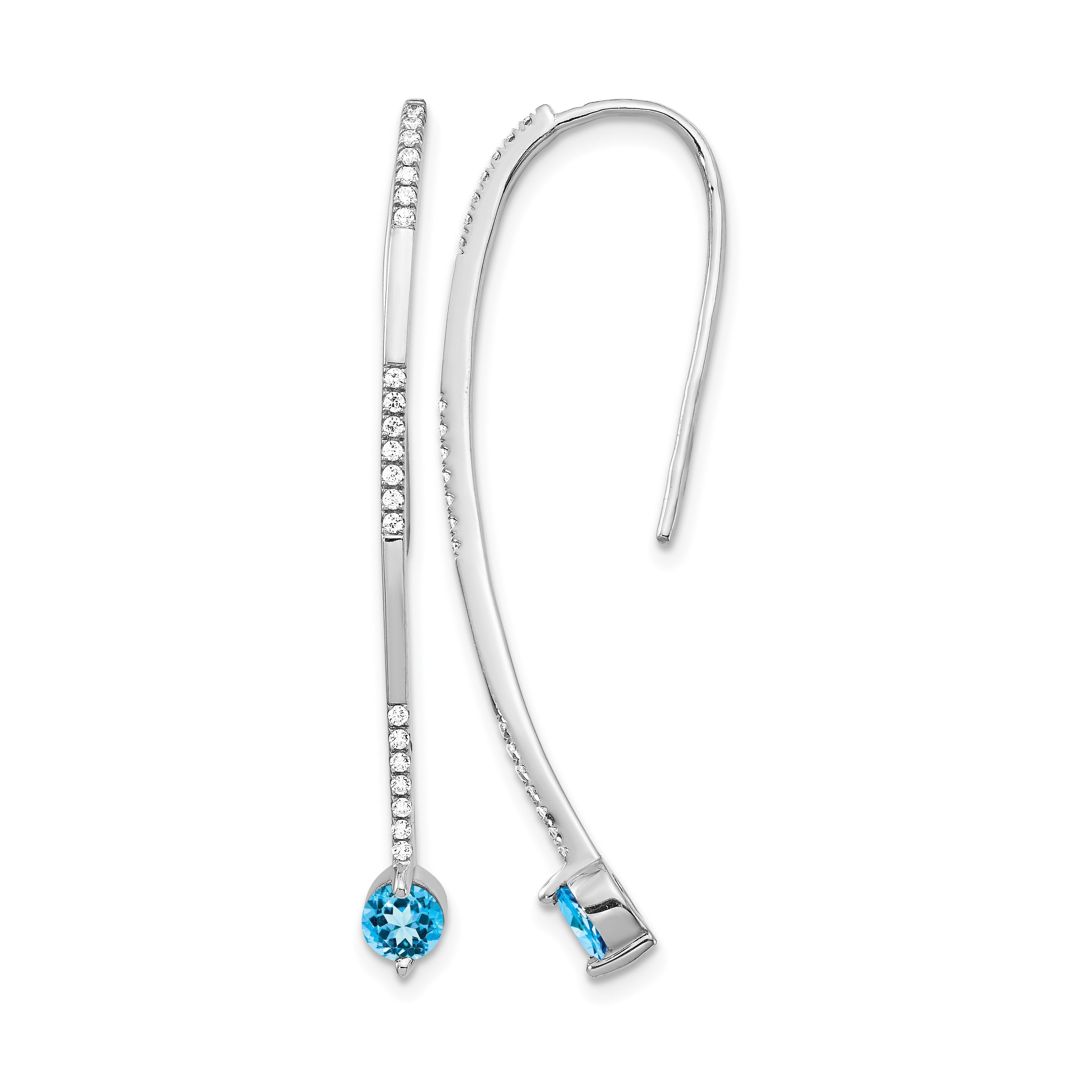 14K Weißgold Ohrringe mit echten Diamanten und blauem Topas