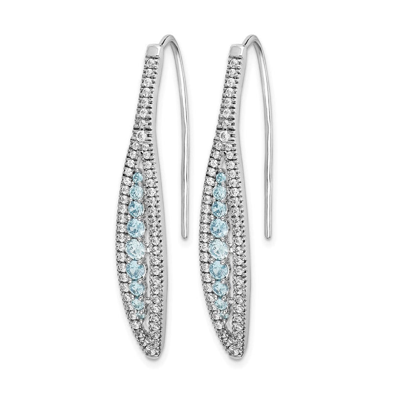 14K Weißgold Ohrringe mit echten Diamanten und Aquamarin