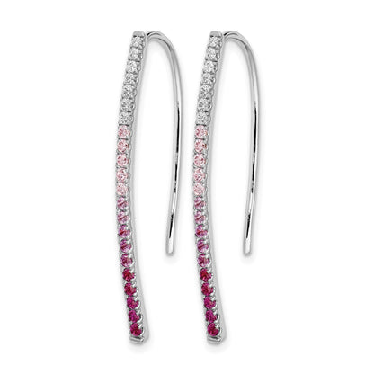 14K Weißgold Ohrringe mit echten Diamanten und rosa Saphiren