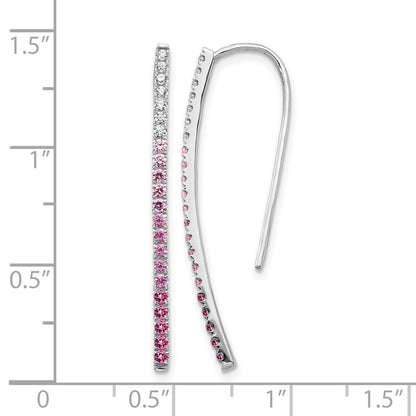 14K Weißgold Ohrringe mit echten Diamanten und rosa Saphiren