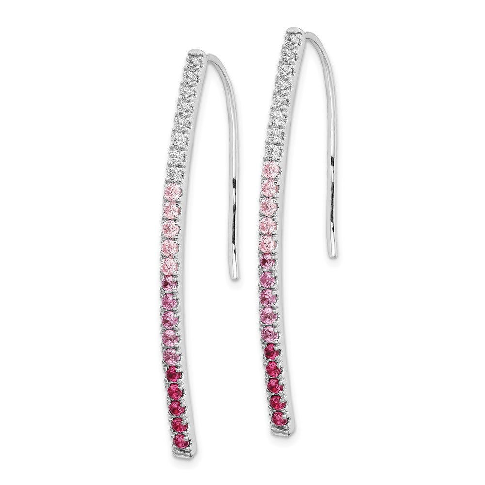 14K Weißgold Ohrringe mit echten Diamanten und rosa Saphiren