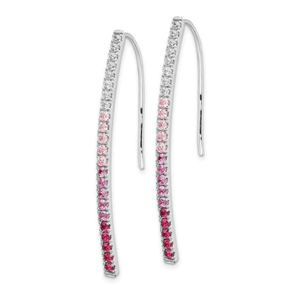 14K Weißgold Ohrringe mit echten Diamanten und rosa Saphiren