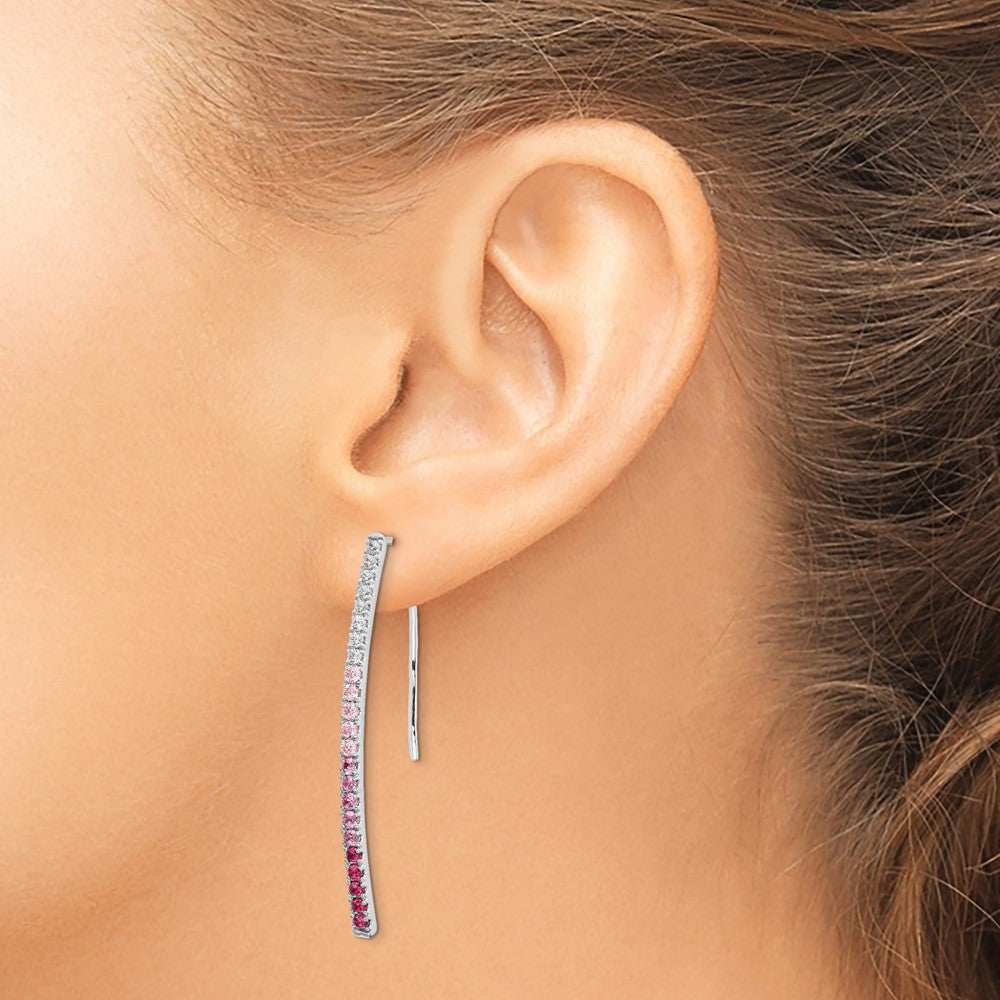 14K Weißgold Ohrringe mit echten Diamanten und rosa Saphiren