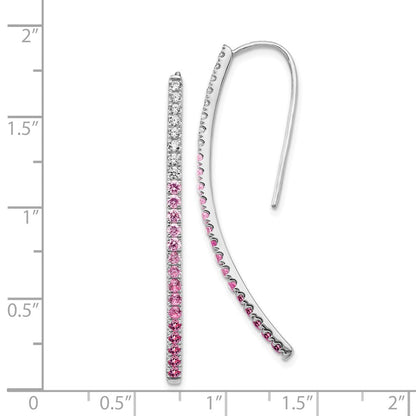 14K Weißgold Ohrringe mit echten Diamanten und rosa Saphiren