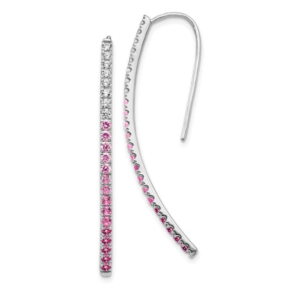 14K Weißgold Ohrringe mit echten Diamanten und rosa Saphiren