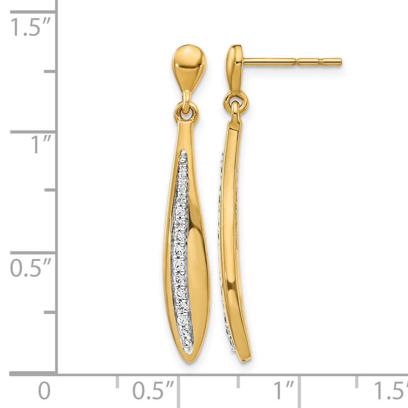 14K Gelbgold-Ohrstecker mit echten Diamanten