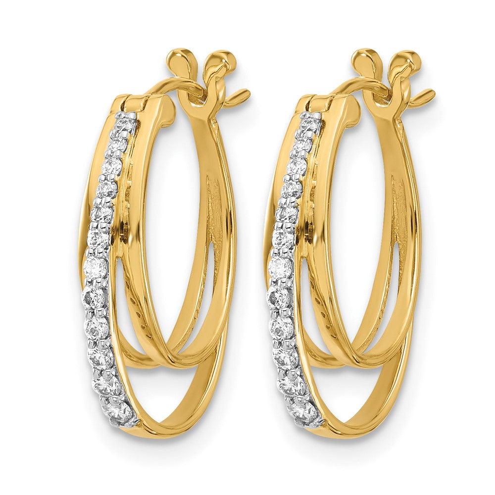 14K Gelbgold Diamant-Creolen mit echten Diamanten