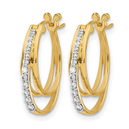 14K Gelbgold Diamant-Creolen mit echten Diamanten