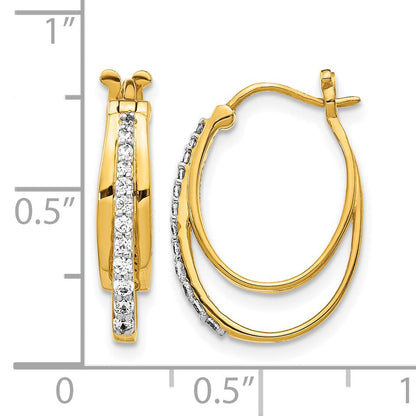 14K Gelbgold Diamant-Creolen mit echten Diamanten