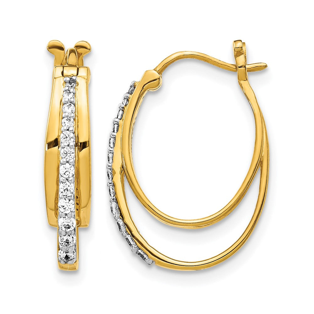 14K Gelbgold Diamant-Creolen mit echten Diamanten