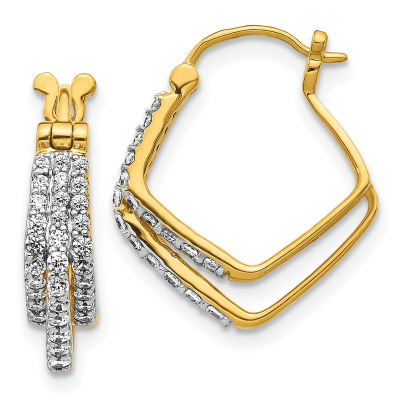 14K Gelbgold Creolen mit echten Diamanten