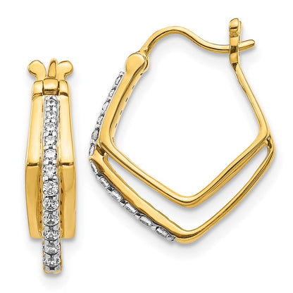 14K Gelbgold Creolen mit echten Diamanten
