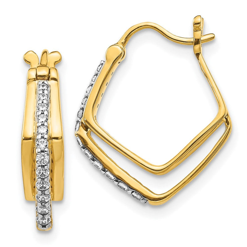 14K Gelbgold Creolen mit echten Diamanten