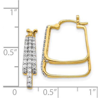14K Gelbgold Diamant-Creolen mit echten Diamanten