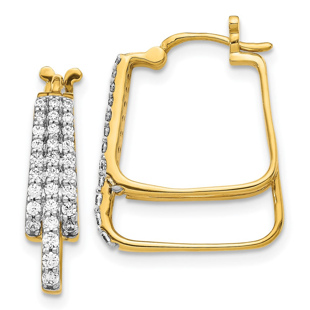 14K Gelbgold Diamant-Creolen mit echten Diamanten