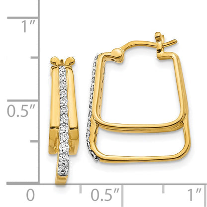 14K Gelbgold Diamant-Creolen mit echten Diamanten