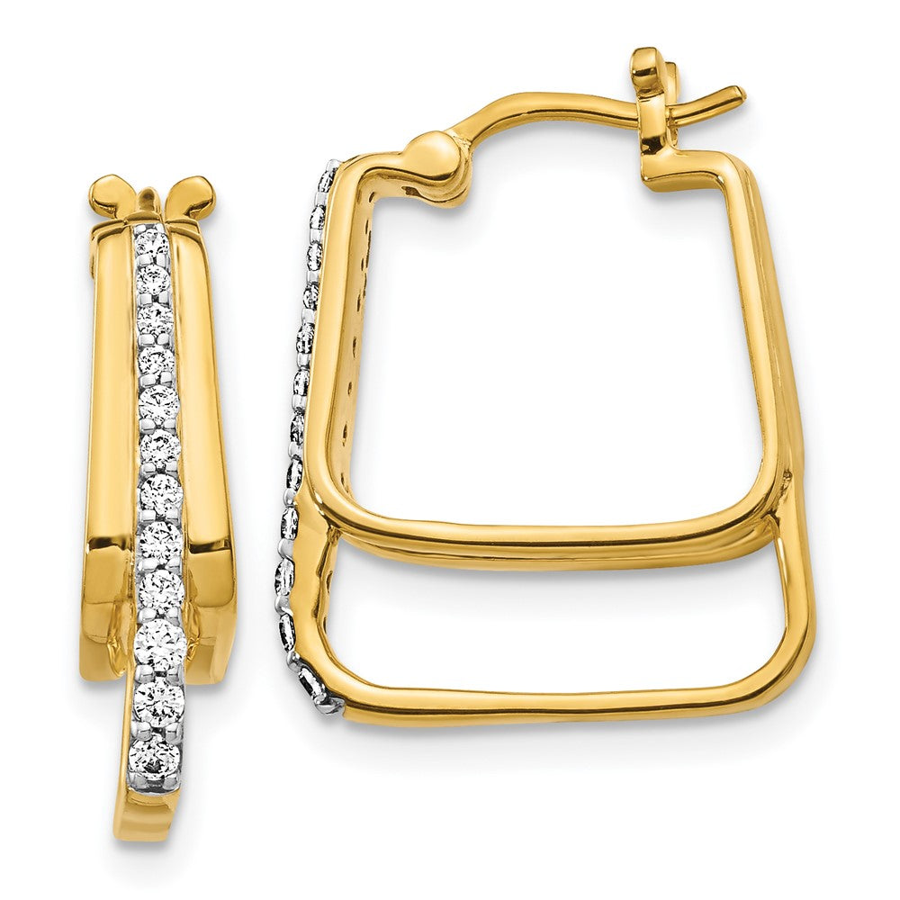 14K Gelbgold Diamant-Creolen mit echten Diamanten