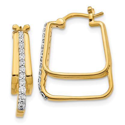 14K Gelbgold Diamant-Creolen mit echten Diamanten