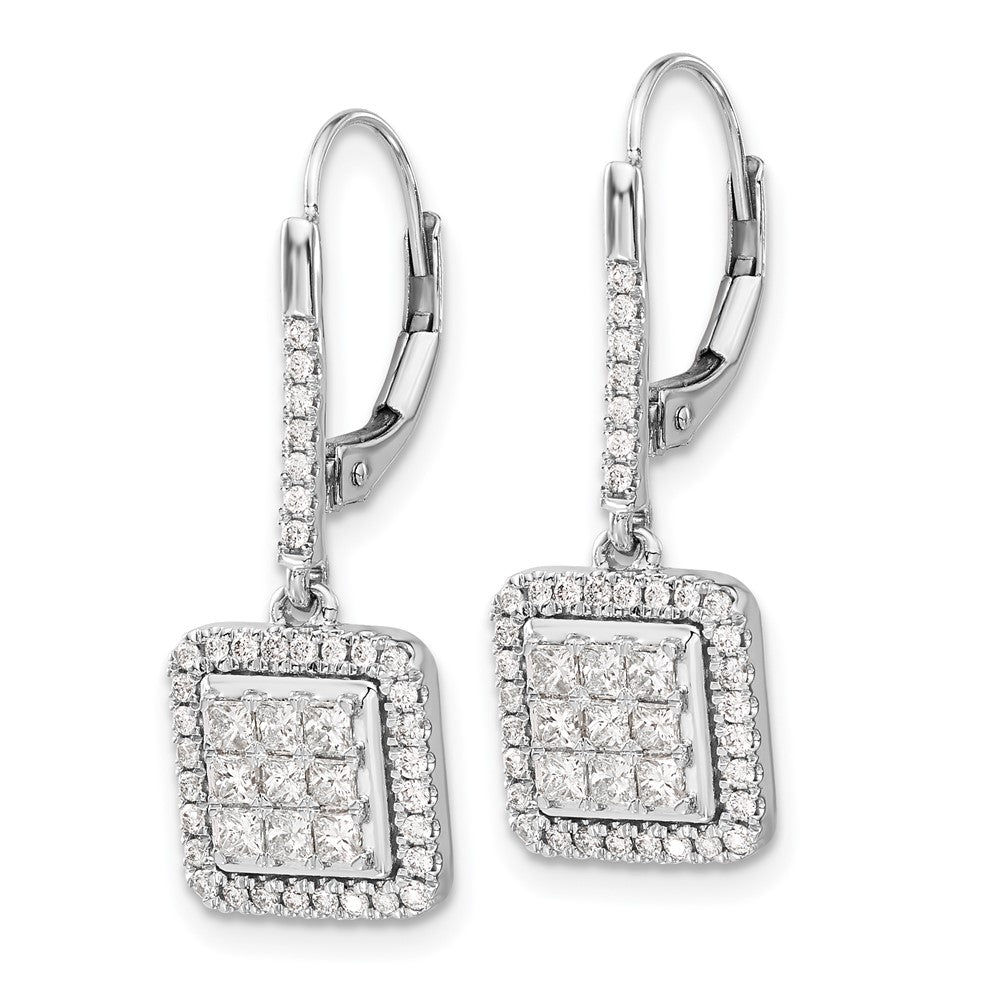 14K Weißgold Diamant-Cluster-Ohrringe mit Leverback-Verschluss