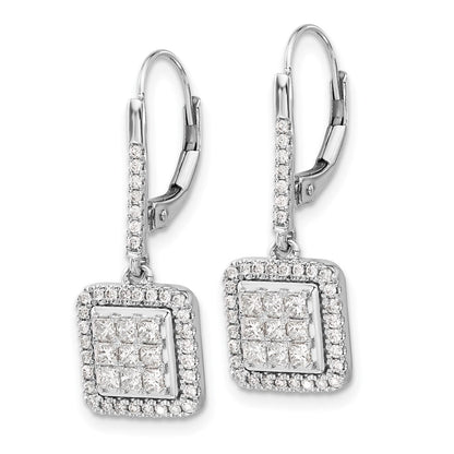 14K Weißgold Diamant-Cluster-Ohrringe mit Leverback-Verschluss