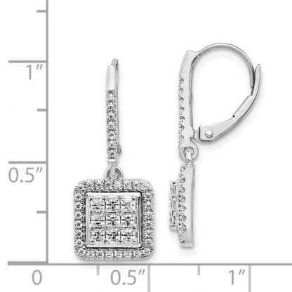 14K Weißgold Diamant-Cluster-Ohrringe mit Leverback-Verschluss