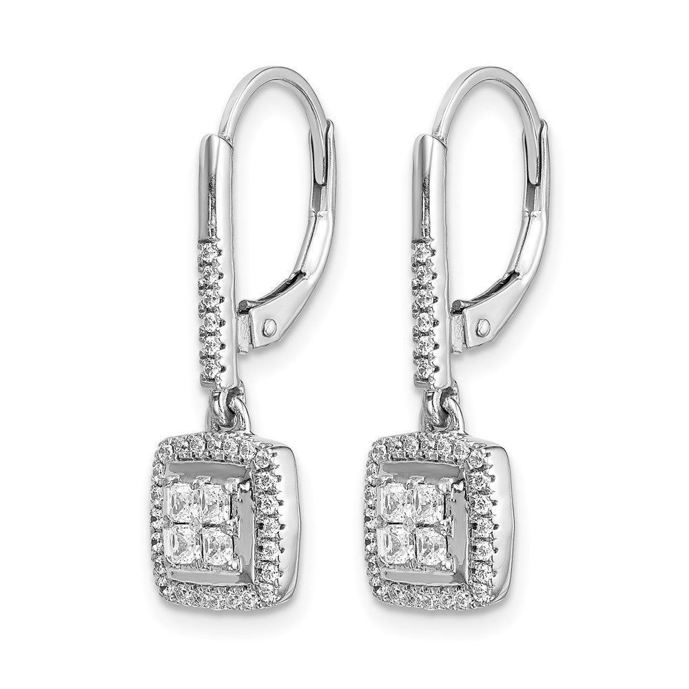 14K Weißgold Diamant-Cluster-Ohrhänger mit Leverback-Verschluss