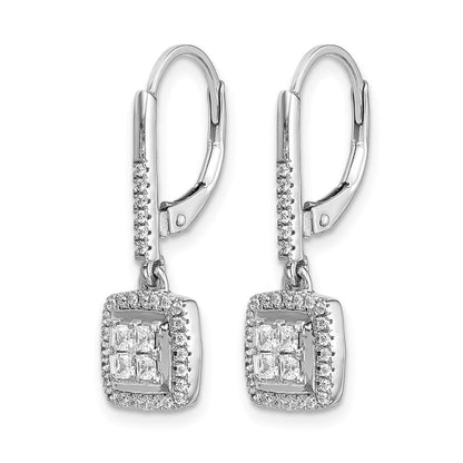 14K Weißgold Diamant-Cluster-Ohrhänger mit Leverback-Verschluss