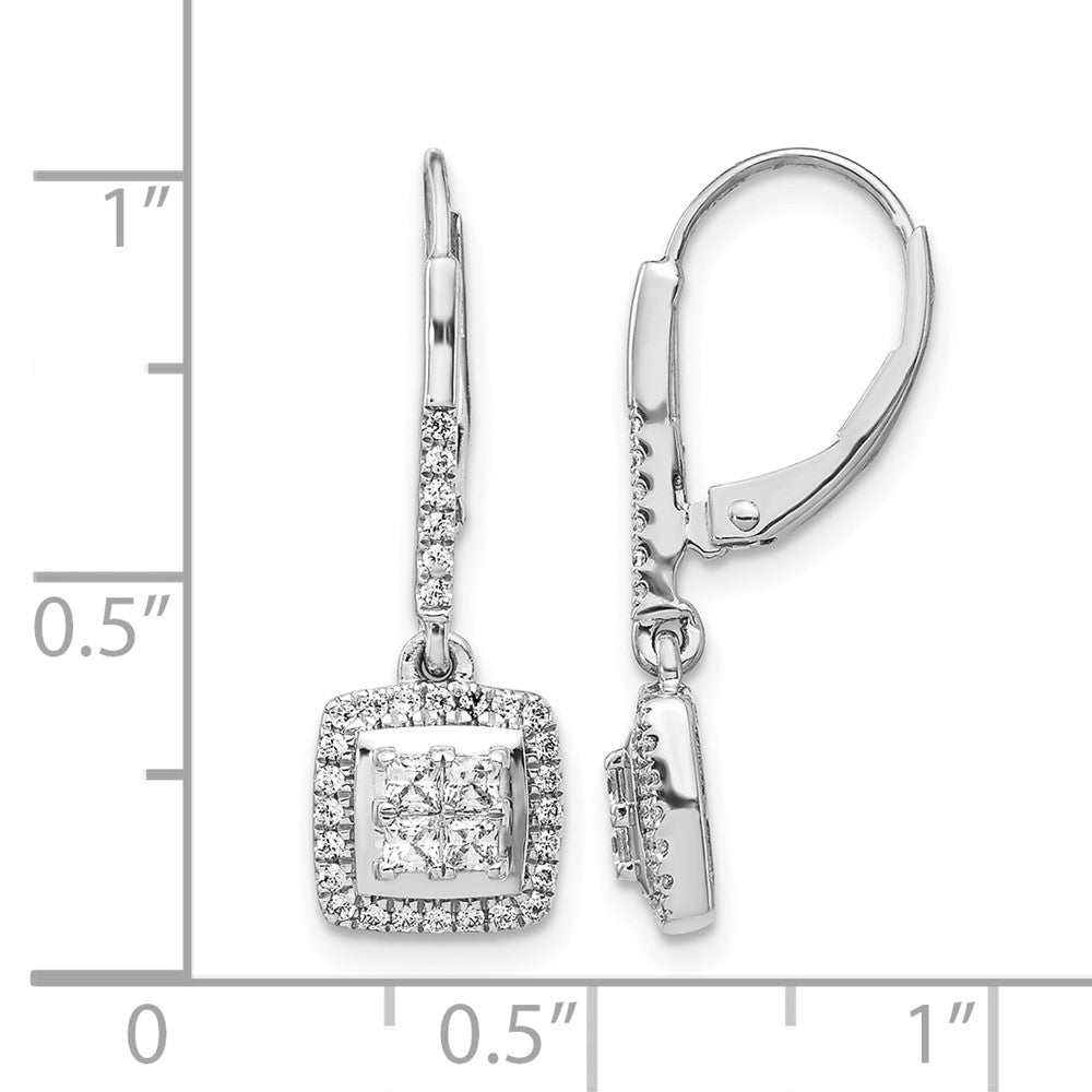 14K Weißgold Diamant-Cluster-Ohrhänger mit Leverback-Verschluss