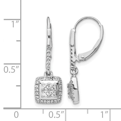 14K Weißgold Diamant-Cluster-Ohrhänger mit Leverback-Verschluss