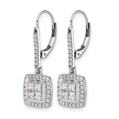 14K Weißgold Ohrringe mit echten Diamanten, Cluster-Design, Leverback-Verschluss