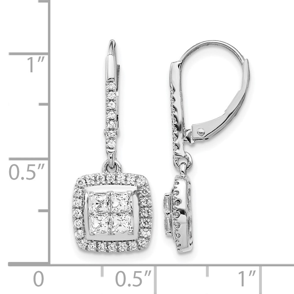 14K Weißgold Ohrringe mit echten Diamanten, Cluster-Design, Leverback-Verschluss