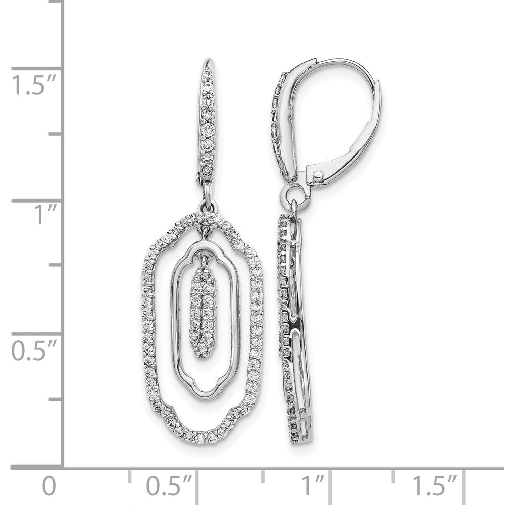 14K Weißgold Ohrringe mit echten Diamanten und Leverback-Verschluss