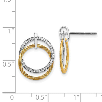 14K Gelbgold Bicolor Echte Diamant-Ohrringe