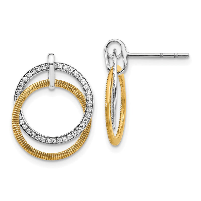 14K Gelbgold Bicolor Echte Diamant-Ohrringe