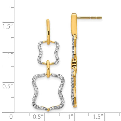 14K Gelbgold Ohrringe mit echten Diamanten