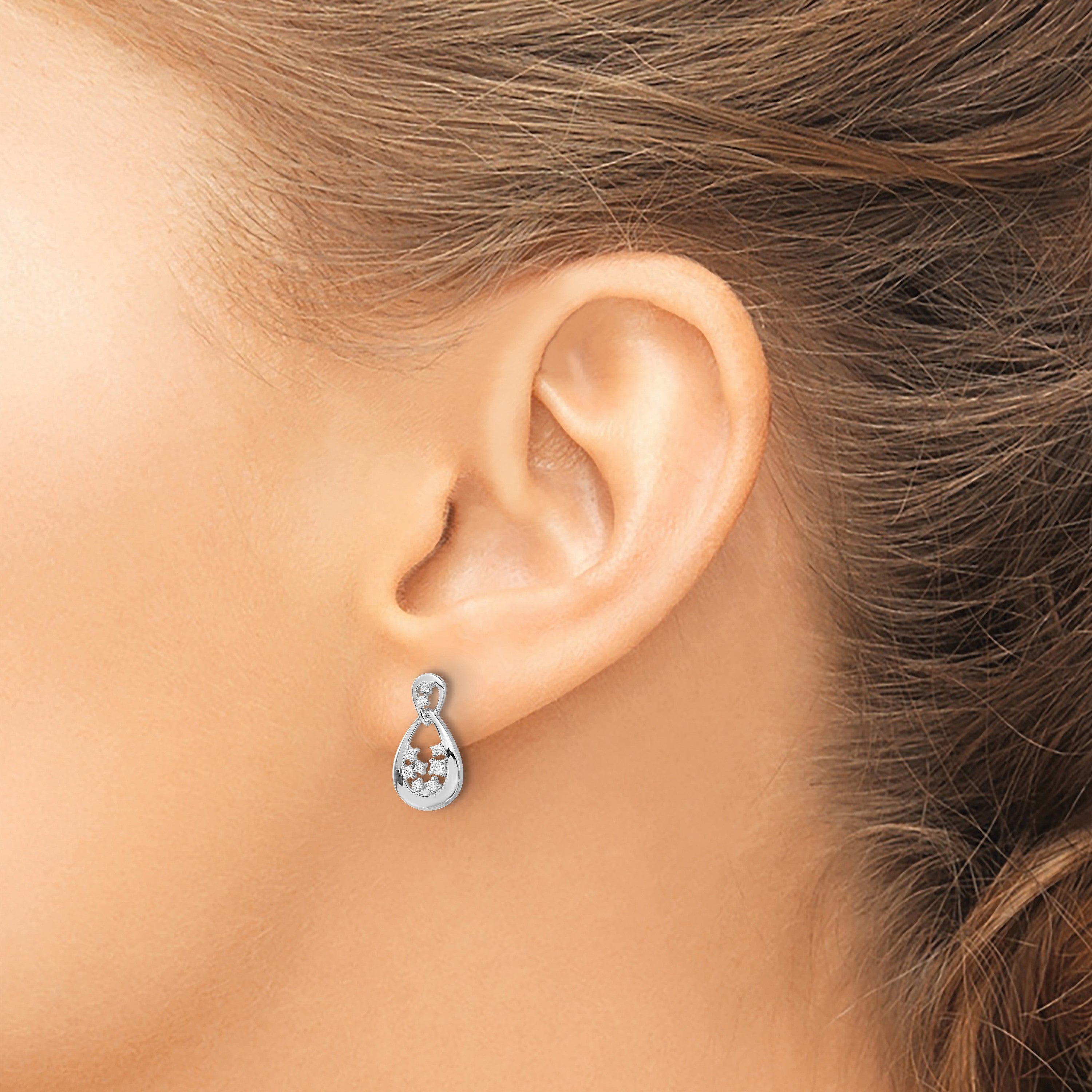 14K Weißgold Ohrstecker mit echten Diamanten