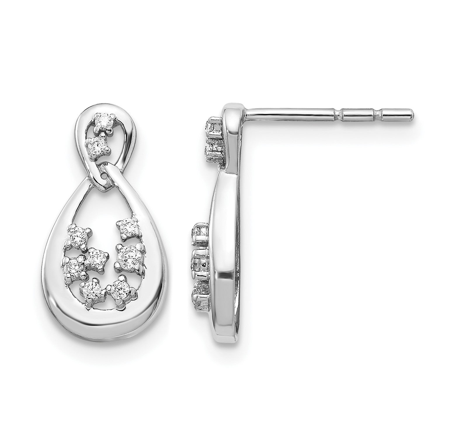 14K Weißgold Ohrstecker mit echten Diamanten