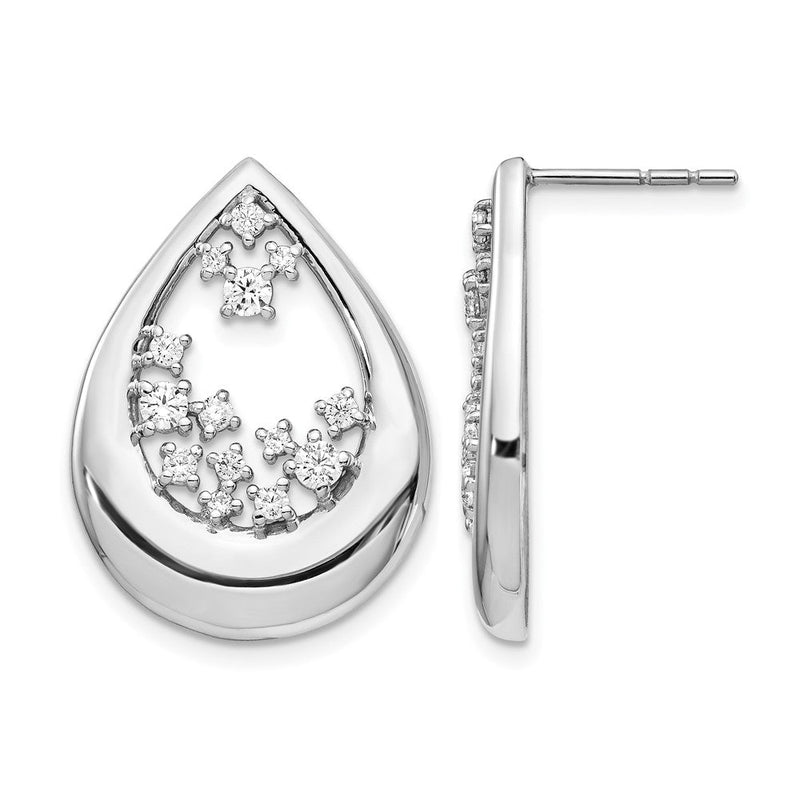 14K Weißgold Ohrstecker mit echten Diamanten