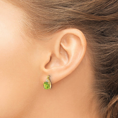 14K Gelbgold Ohrringe mit Schachbrettschliff-Peridot und echten Diamanten