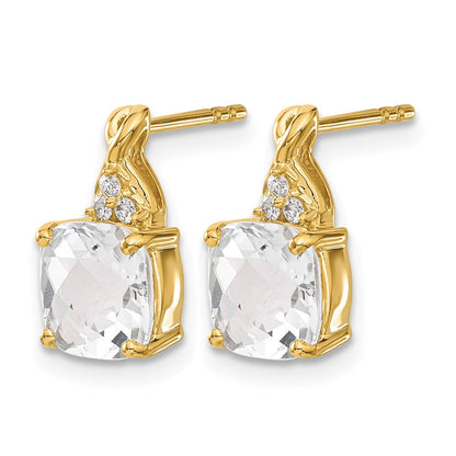 10K Gelbgold Schachbrett Weiß Topas und Diamant Ohrringe