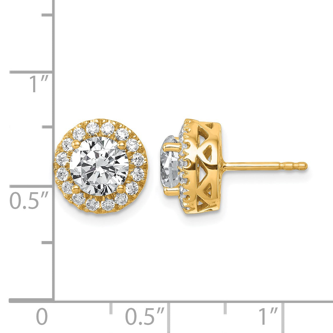 14K Gelbgold Ohrstecker mit rundem Halo, 2,5K zertifizierten, im Labor gezüchteten Diamanten, VS/SI+ G+