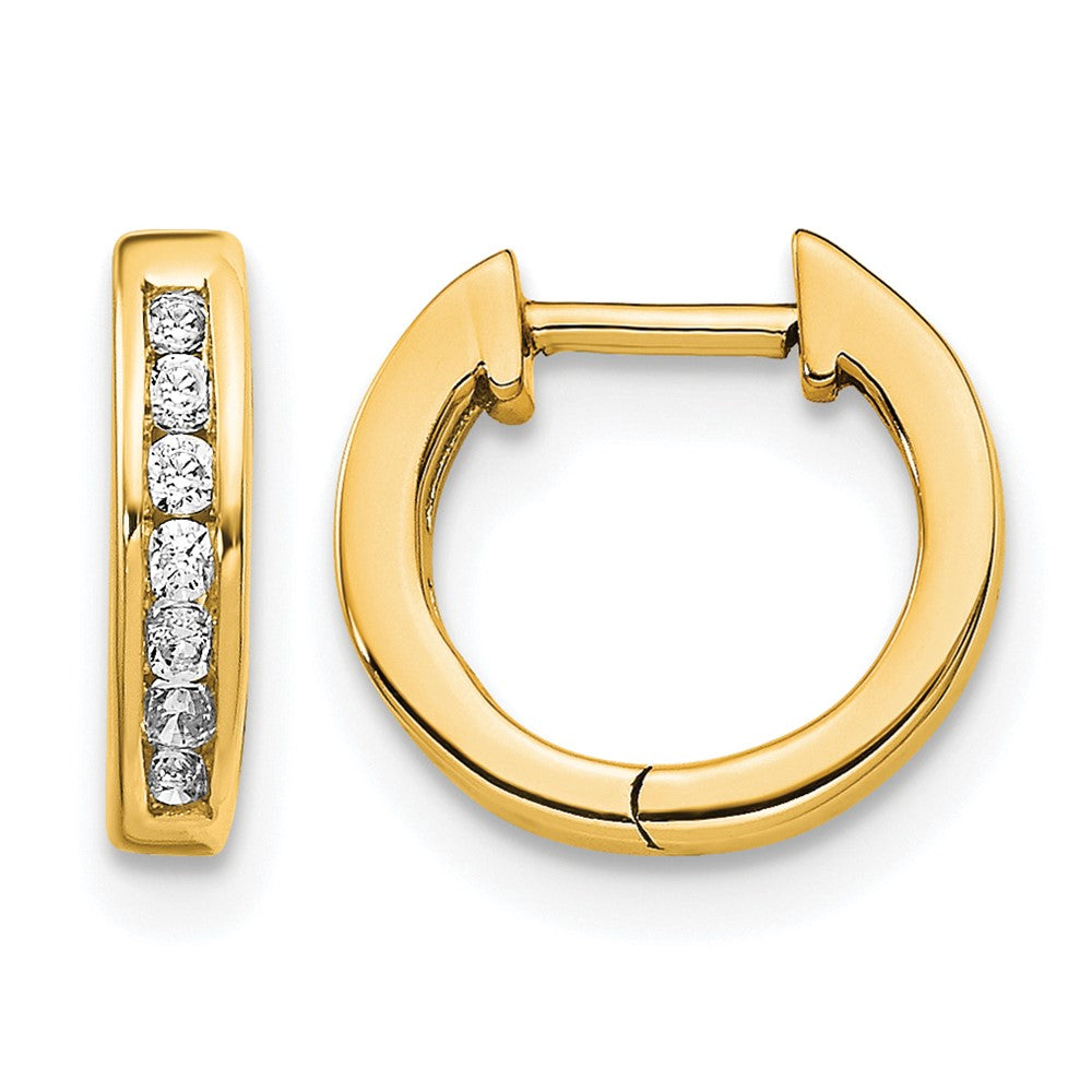 10K Gelbgold Poliert Diamant Klappbar Creolen