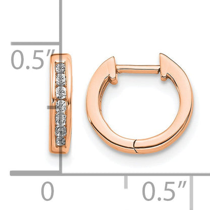 14K Roségold Ohrringe mit echten Diamanten, poliert, Creolen mit Klappscharnier